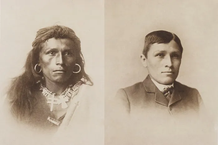 Framed Print : Before and after images of Henry Ta-a-way-te (Buffalo Scout Telling Something) Framed Print : Before and after images of Henry Ta-a-way-te (Buffalo Scout Telling Something)