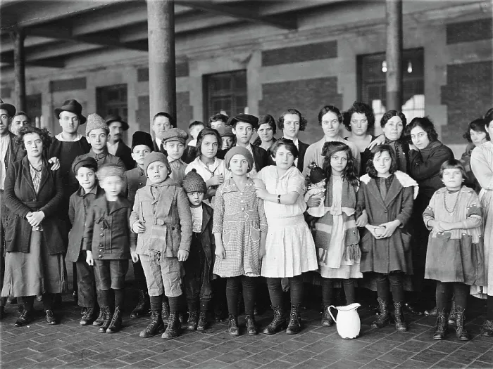 Framed Print : Immigrant children, Ellis Island, New York. ca. 1908 Framed Print : Immigrant children, Ellis Island, New York. ca. 1908