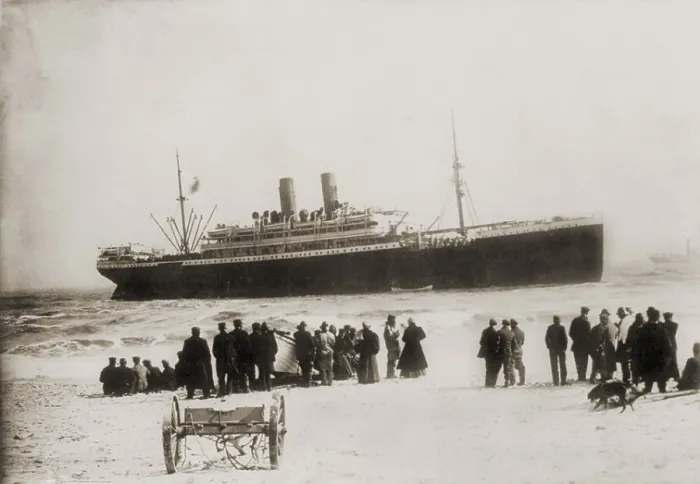 Framed Print : Immigrant ship from Italy, the PRINCESS IRENE, grounded in the Atlantic Ocean off the coast of Long Island. 1911 Framed Print : Immigrant ship from Italy, the PRINCESS IRENE, grounded in the Atlantic Ocean off the coast of Long Island. 1911