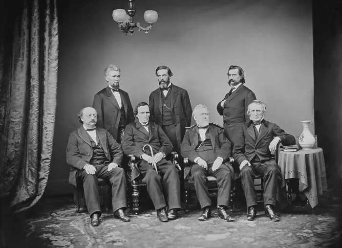 Framed Print : Impeachment Committee of the House of Representatives, conducted the impeachment of President Andrew Johnson, Feb. 1868 Framed Print : Impeachment Committee of the House of Representatives, conducted the impeachment of President Andrew Johnson, Feb. 1868