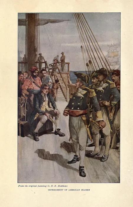 Framed Print : Impressment of American seaman by the British Navy Framed Print : Impressment of American seaman by the British Navy