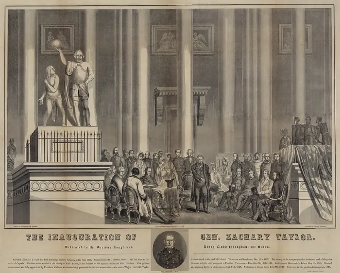 Framed Print : Inauguration of President Zachary Taylor, March 4, 1849. Engraving by William Croome, 1849 (BSLOC_2018_5_149)
