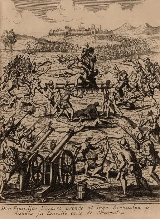 Framed Print : The Inca Emperor Atahualpa was captured by Spanish soldiers at Cajamarca, Peru, on November 16, 1532