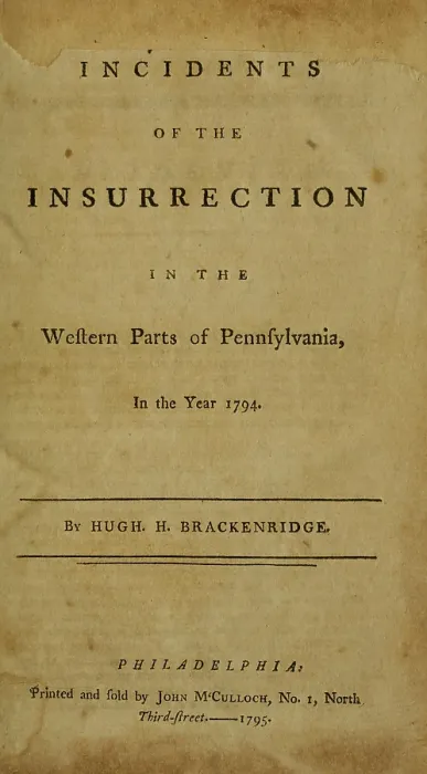 Framed Print : INCIDENTS OF THE INSURRECTION IN THE WESTERN PARTS OF PENNSYLVANIA IN THE YEAR 1794. Title page of an account of the Whiskey Rebellion