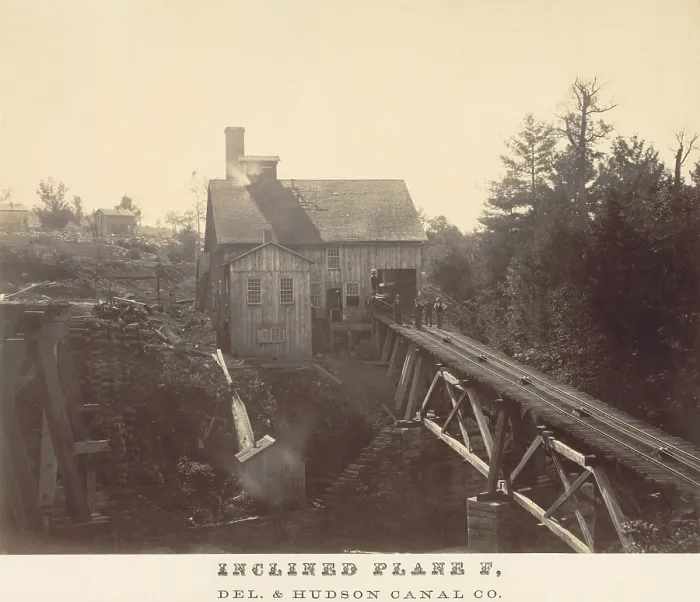 Framed Print : Inclined Plane F, of the Delaware and Hudson Canal Co. was photographed by Thomas H. Johnson around 1860