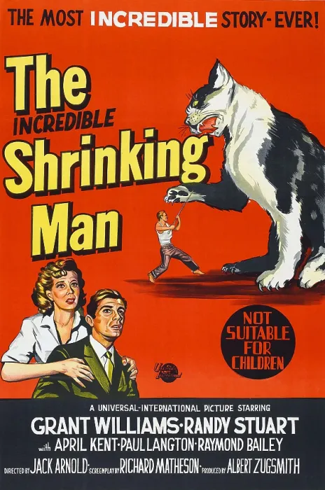 Framed Print : THE INCREDIBLE SHRINKING MAN, bottom left, from left: Randy Stuart, Grant Williams; as 'The Shrinking Man' in center: Grant Williams; Australian 1-sheet poster, 1957