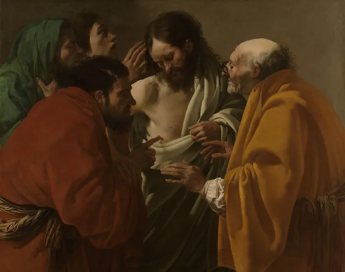 Framed Print : The Incredulity of Thomas, by Hendrick ter Brugghen, 1522, Dutch painting, oil on canvas