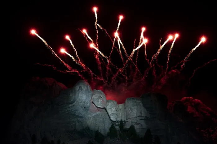Framed Print : Independence Day Fireworks display at the Mount Rushmore Independence Day Celebration, July 3, 2020. An audience of 7, 500 attended the outdoor event (BSLOC_2020_6_3)