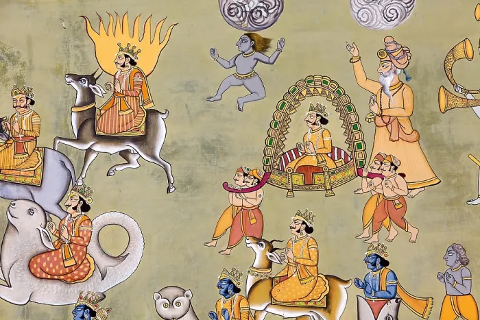 Framed Print : INDIA. Jodhpur. Mehrangarh Fort. Detail of Jayapol gate built by Maharaja Man Singh in 1806 to commemorate his victories over Jaipur and Bikaner. Hindu art. Painting