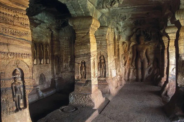 Framed Print : INDIA. KARNATAKA. Badami. Caves of the ancient capital of the Calukya kingdom (4th-8th c.). Hindu art. AISA / Everett Collection**US SALES ONLY**