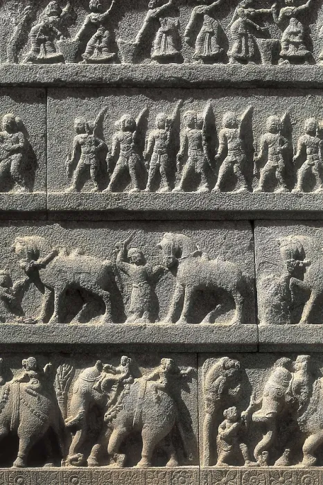 Framed Print : INDIA. KARNATAKA. Hampi. Hazara Rama Temple. Frieze with dancers, horses, elephants and Ramayana scenes. Hindu art. Relief on rock. AISA / Everett Collection**US SALES ONLY** Framed Print : INDIA. KARNATAKA. Hampi. Hazara Rama Temple. Frieze with dancers, horses, elephants and Ramayana scenes. Hindu art. Relief on rock. AISA / Everett Collection**US SALES ONLY**