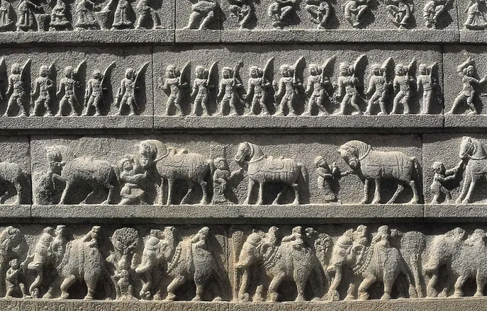 Framed Print : INDIA. KARNATAKA. Hampi. Hazara Rama Temple. Frieze with dancers, horses, elephants and Ramayana scenes. Hindu art. Relief on rock. AISA / Everett Collection**US SALES ONLY** Framed Print : INDIA. KARNATAKA. Hampi. Hazara Rama Temple. Frieze with dancers, horses, elephants and Ramayana scenes. Hindu art. Relief on rock. AISA / Everett Collection**US SALES ONLY**