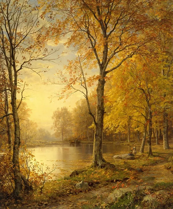 Framed Print : INDIAN SUMMER, by William Trost Richards, 1875, American painting, oil on canvas Framed Print : INDIAN SUMMER, by William Trost Richards, 1875, American painting, oil on canvas