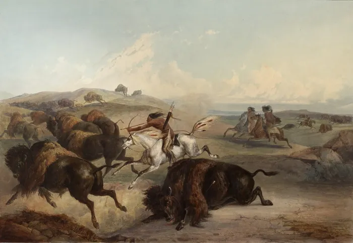 Framed Print : Indians Hunting the Bison, 1833-34