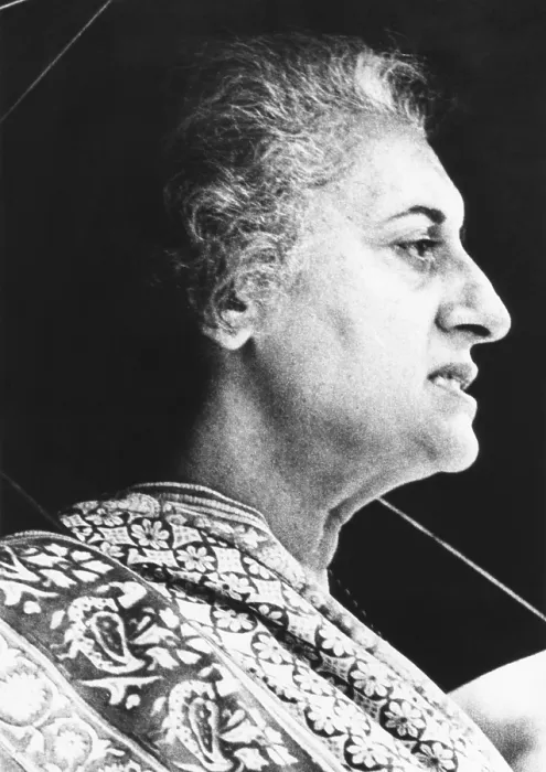 Framed Print : India's Prime Minister Indira Gandhi speaks to supporters on June 18, 1975