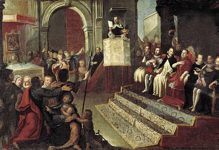 Framed Print : INGLS, Jos (1718-1789). San Vincent Ferrer in the Compromise of Caspe. 18th c. 24th June 1412. Oil on canvas. SPAIN. Valencia. San Pio V Fine Arts Museum