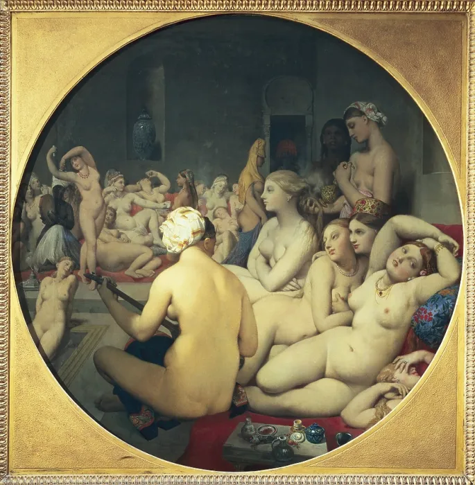Framed Print : INGRES, Jean-Auguste-Dominique (1780-1867). The Turkish Bath. 1862. Classicism. Oil on canvas. FRANCE. Paris. Louvre Museum