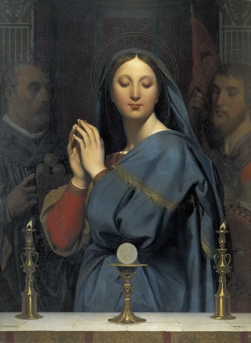 Framed Print : INGRES, Jean-Auguste-Dominique (1780-1867). The Virgin with the Host. 1841. Neoclassicism. Oil on canvas. RUSSIA. Moscow. Pushkin Museum of Fine Arts