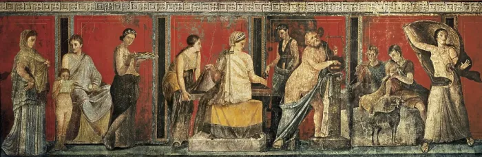 Framed Print : Initiation into the mysterious Dionysion cult. 1st c. BC. ITALY. Pompeii. Villa of Mysteries. Roman art. Early Empire. Fresco. AISA / Everett Collection**US SALES ONLY**