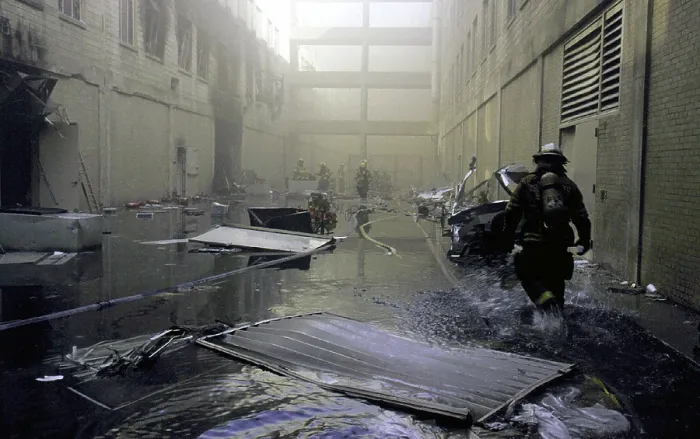 Framed Print : Inside the damaged Pentagon firemen walk towards the fire on the day after the Al-Qaeda terrorists crashed a jetliner into the U.S Framed Print : Inside the damaged Pentagon firemen walk towards the fire on the day after the Al-Qaeda terrorists crashed a jetliner into the U.S