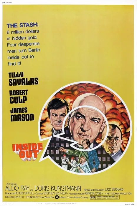 Framed Print : INSIDE OUT, US poster, from left: Robert Culp, Telly Savalas, James Mason, 1975