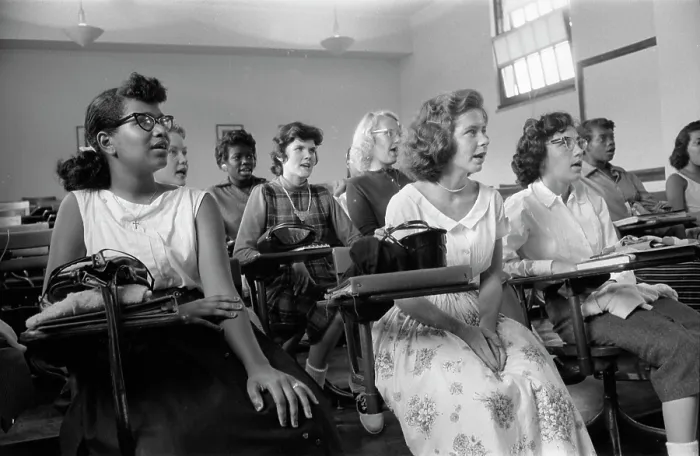 Framed Print : Integrated classroom at Anacostia High School, Washington DC, photograph by Warren K. Leffler, September 10, 1957