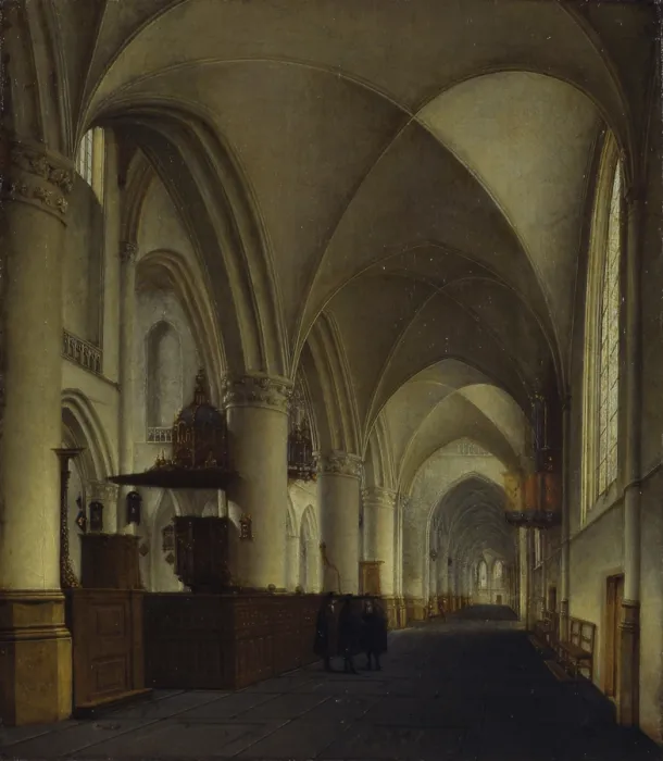 Framed Print : Interior of the Church of Saint Bavo, 1696, 17th Century, oil on canvas, 42 x 48 cm - Italy, Lombardy, Milan, Castello Sforzesco, Civic Collections of Ancient Art