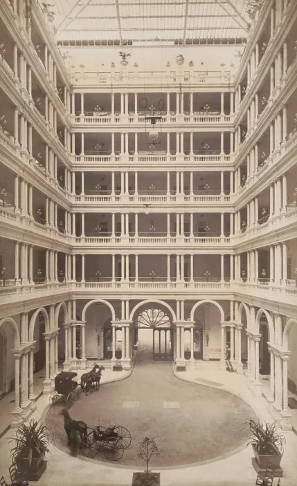 Framed Print : Interior Court of the Palace Hotel, in San Francisco, with balconies of the six upper floors Framed Print : Interior Court of the Palace Hotel, in San Francisco, with balconies of the six upper floors