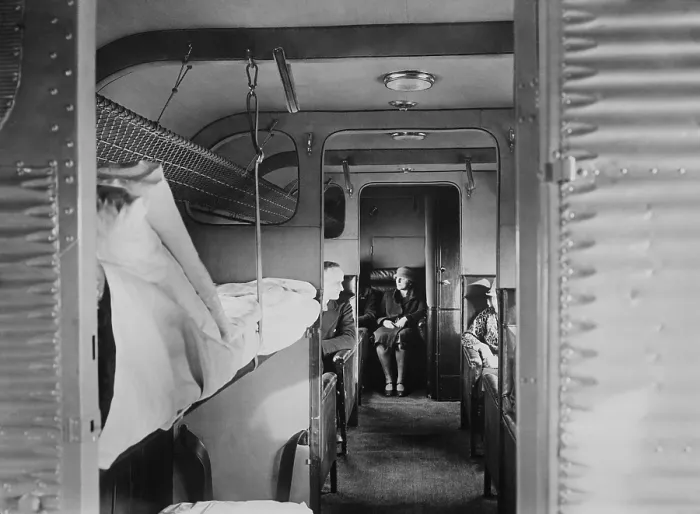 Framed Print : Interior of Junkers plane passenger airplane with sleeping bunks Framed Print : Interior of Junkers plane passenger airplane with sleeping bunks