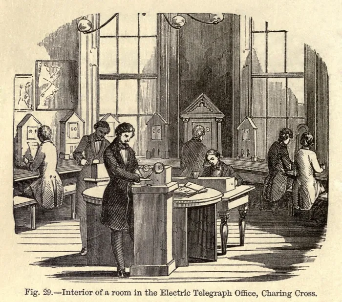 Framed Print : Interior room of the Electric Telegraph Office at Charing Cross, London