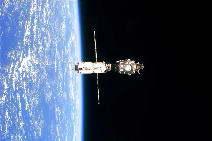 Framed Print : International Space Station in 1999. Photo taken from the Space Shuttle Discovery on June 3, 1999 Framed Print : International Space Station in 1999. Photo taken from the Space Shuttle Discovery on June 3, 1999