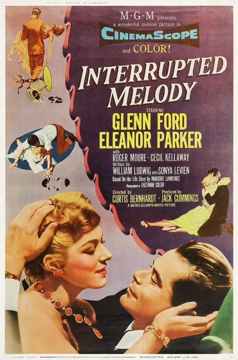 Framed Print : INTERRUPTED MELODY, l-r: Eleanor Parker, Glenn Ford on poster art, 1955