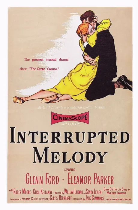 Framed Print : INTERRUPTED MELODY, US poster art, from left: Eleanor Parker, Glenn Ford, 1955