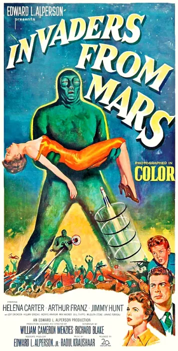 Framed Print : INVADERS FROM MARS, bottom right from top: Jimmy Hunt, Arthur Franz, Helena Carter, 1953, TM and Copyright 20th Century Fox Film Corp