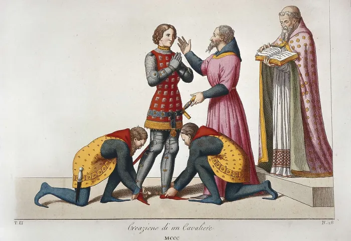 Framed Print : Investiture of a knight in 14th c. Engraving. AISA / Everett Collection**US SALES ONLY**