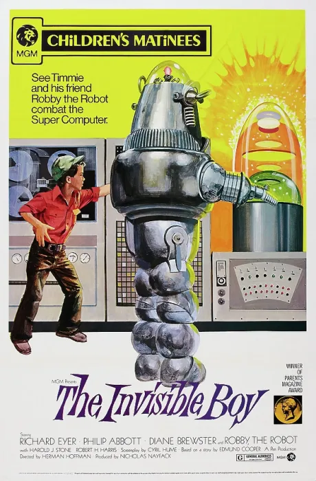 Framed Print : THE INVISIBLE BOY, US poster art, from left: Richard Eyer, Robby the Robot, 1957