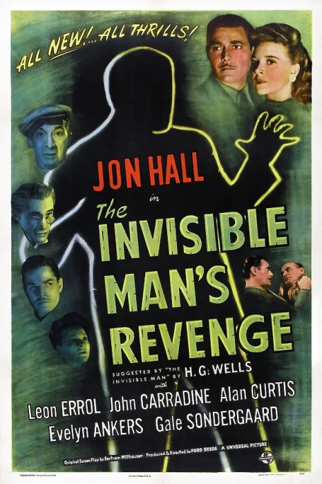 Framed Print : THE INVISIBLE MAN'S REVENGE, US poster art, left from top: Leon Errol, John Carradine, Alan Curtis, Gale Sondergaard, top right from left: Jon Hall, Evelyn Ankers