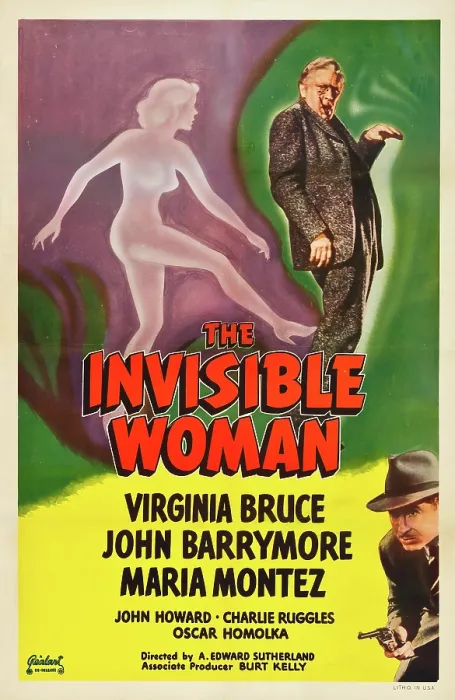 Framed Print : THE INVISIBLE WOMAN, top: John Barrymore, bottom: John Howard on poster art, 1940