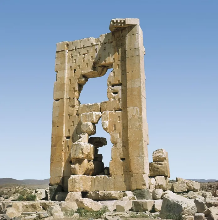 Framed Print : IRAN. SHIRAZ. Pasagarda. Temple of Fire (Zendan-e-Soleiman). Faade in ruins. AISA / Everett Collection**US SALES ONLY**