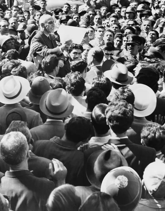 Framed Print : Iranian premier Mohammed Mossadegh, addressing a crowd in Teheran in 1951 Framed Print : Iranian premier Mohammed Mossadegh, addressing a crowd in Teheran in 1951