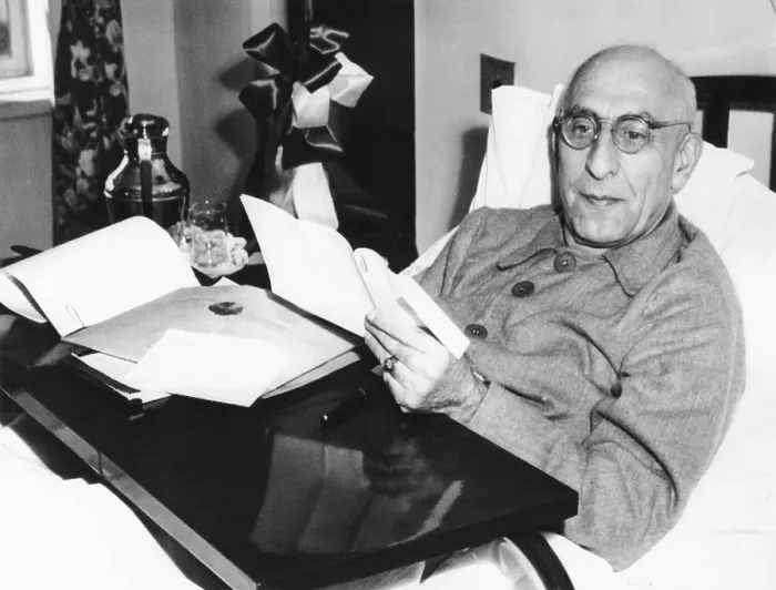 Framed Print : Iranian premier Mohammed Mossadegh in his suite at New York Hospital, Oct. 12, 1951