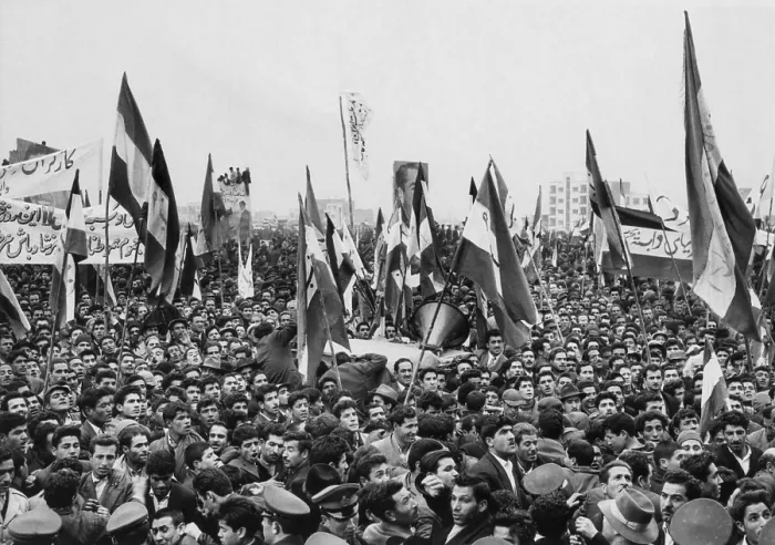 Framed Print : Iranians demonstrating in Tehran in support of the Shah in 1959