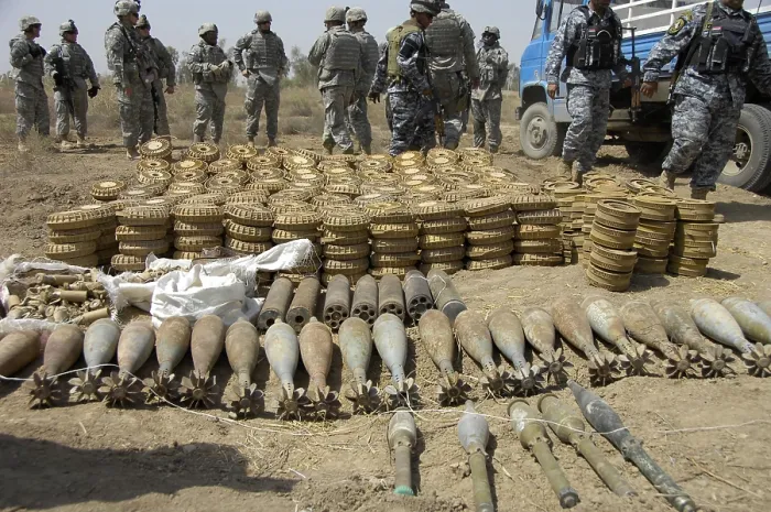 Framed Print : Iraqi National Police and US soldiers discover a weapons cache of 29 120-mm mortar rounds 466 2.2 mines 75 2.4 mines seven Chinese 107-mm rockets Framed Print : Iraqi National Police and US soldiers discover a weapons cache of 29 120-mm mortar rounds 466 2.2 mines 75 2.4 mines seven Chinese 107-mm rockets