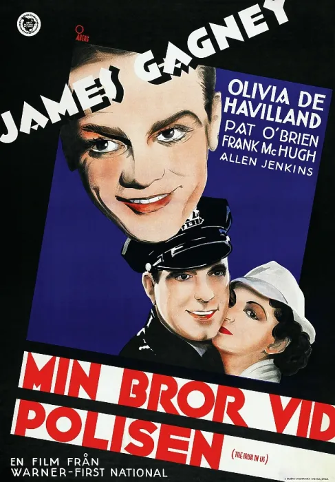 Framed Print : THE IRISH IN US, (aka MIN BROR VID POLISEN), l-r: James Cagney, Pat O'Brien, Olivia de Havilland on Swedish poster art, 1935