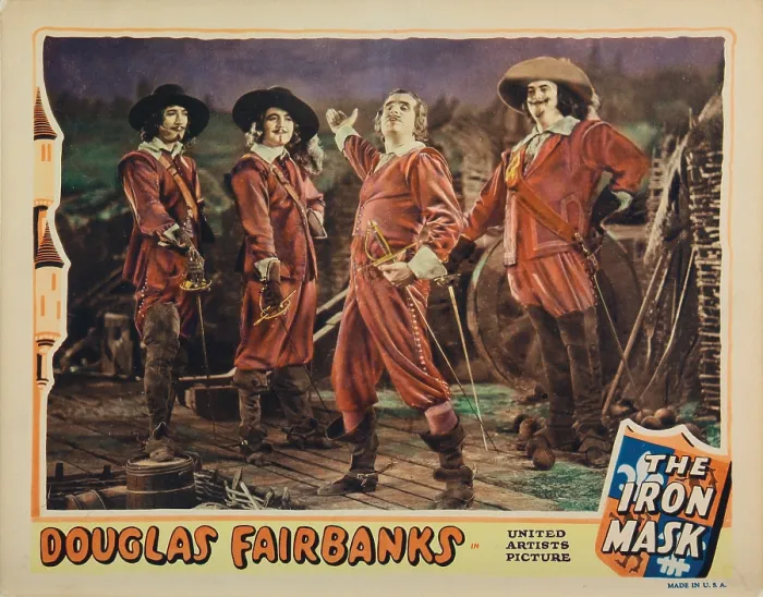 Framed Print : THE IRON MASK, lobbycard, from left: Leon Bary, Gino Corrado, Douglas Fairbanks, Sr. Tiny Sandford, 1929