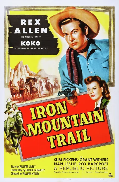 Framed Print : IRON MOUNTAIN TRAIL, from top: Rex Allen, Nan Leslie on poster art, 1953