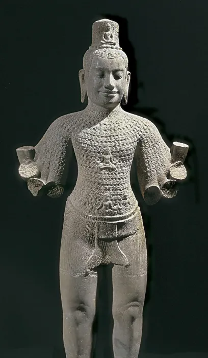 Framed Print : Irradiating Bodhisattva Lokesvara. end 12th-beg. 13th c. Bayon style. Khmer art. Sculpture on rock. FRANCE. Paris. Guimet Museum. Proc: CAMBODIA. Preah Thkol
