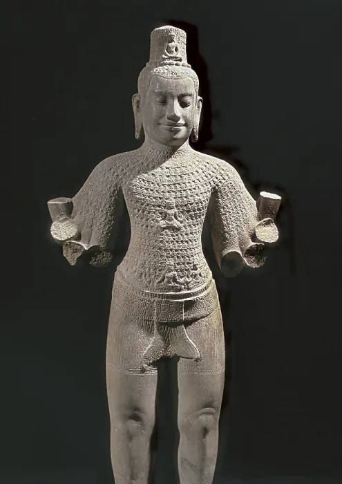 Framed Print : Irradiating Bodhisattva Lokesvara. end 12th-beg. 13th c. Bayon style. Khmer art. Sculpture on rock. FRANCE. Paris. Guimet Museum. Proc: CAMBODIA. Preah Thkol