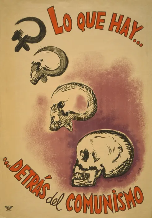 Framed Print : WHAT THERE IS... BEHIND COMMUNISM. Spanish Civil War poster presenting Nationalist, pro-Franco propaganda Framed Print : WHAT THERE IS... BEHIND COMMUNISM. Spanish Civil War poster presenting Nationalist, pro-Franco propaganda
