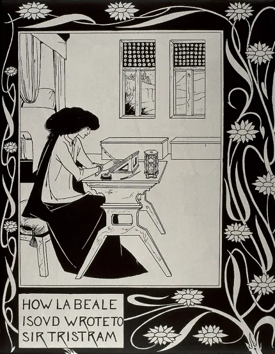 Framed Print : Iseult writing to Tristan. 'Le Morte d'Arthur' (The death of Arthur) by Sir Thomas Malory, edition illustrated by Aubrey Beardsley between 1892 and 1894. Modernism